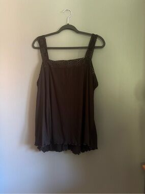 torrid Brown Crochet-Trim Tank Top
